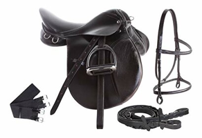 All Purpose Black Leather English Riding Horse Saddle Starter Kit