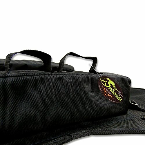 Black guitar case with logo tag