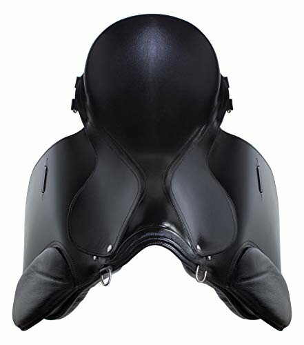 Black leather horse saddle with ergonomic design