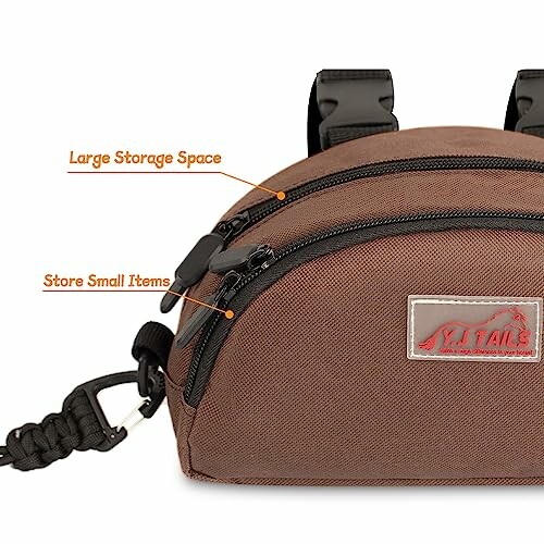 Brown dog saddlebag with storage compartments