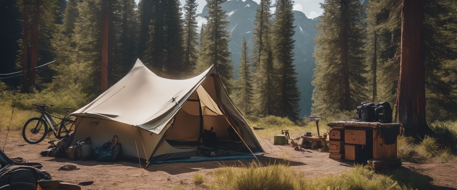 Campsite setup with horse