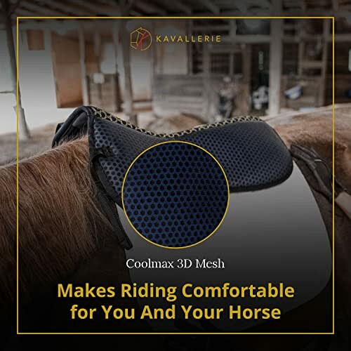 Horse saddle with Coolmax 3D Mesh for comfortable riding