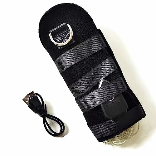 Knee brace with adjustable straps and USB cable