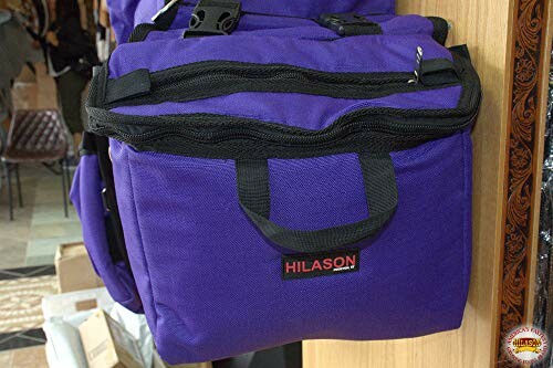 Purple Hilason bag hanging on display