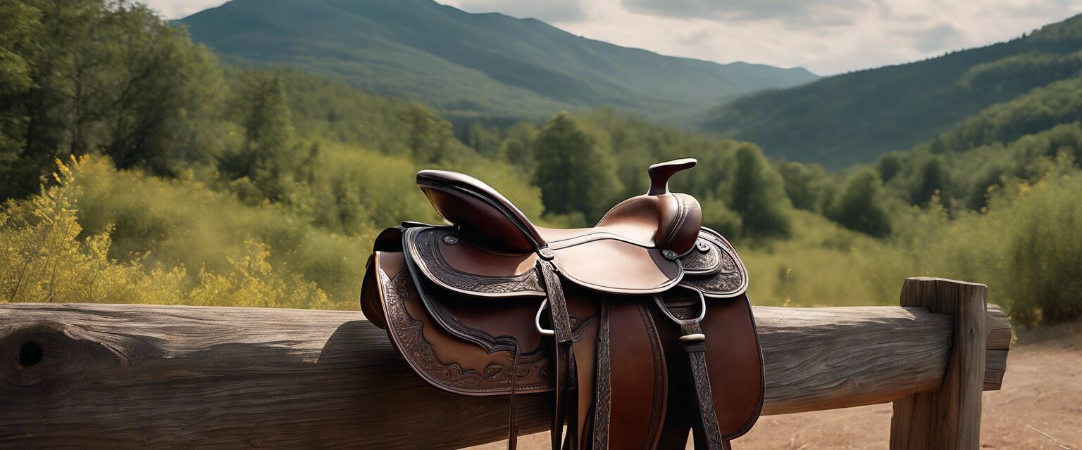 Saddle in use on a horse