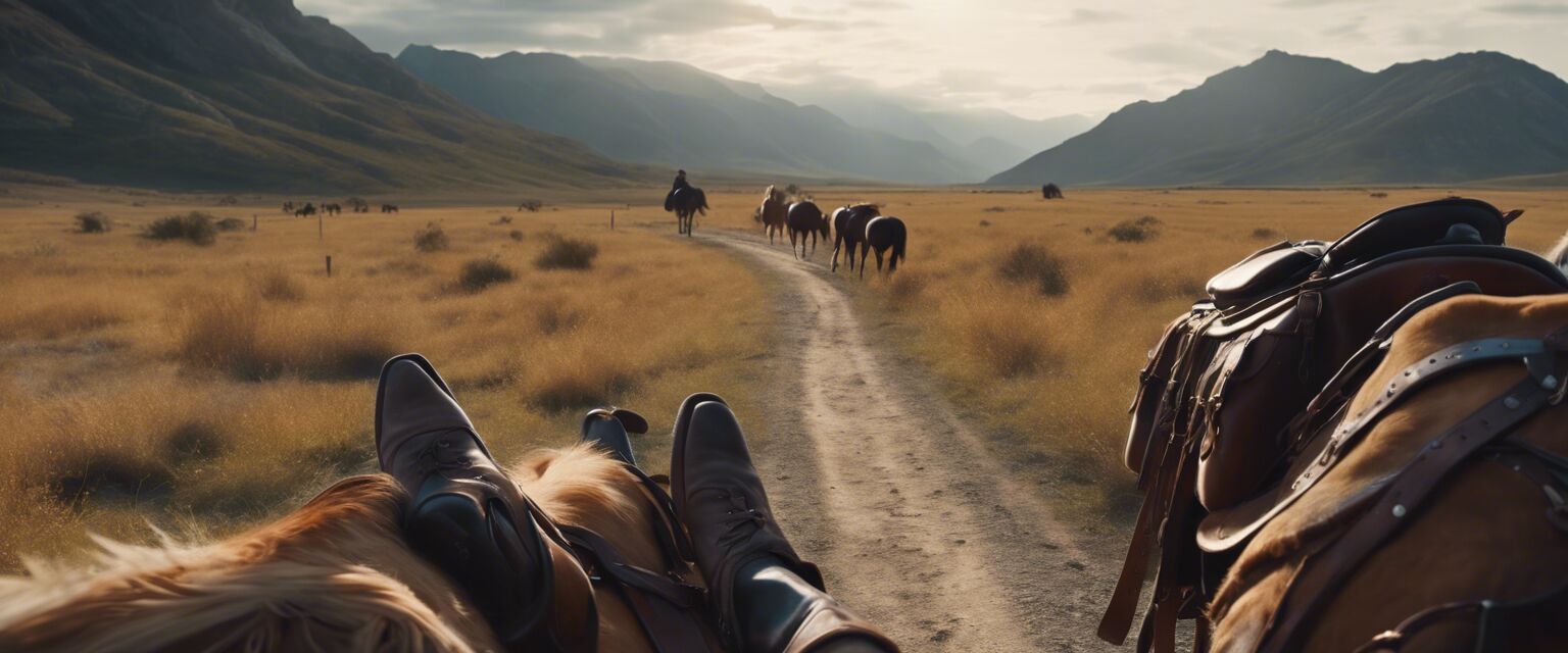 Trail riding boots on saddle